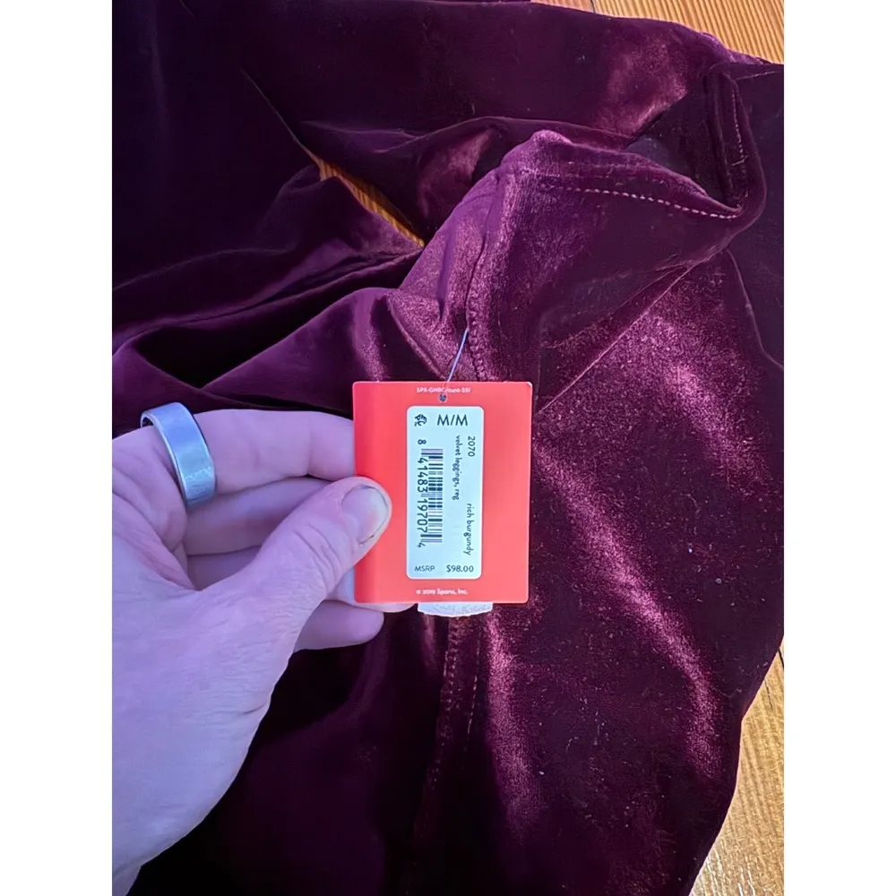 Spanx NWT Velvet Legging High Waisted Tummy Control Stretchy Burgundy Red Medium - Image 4