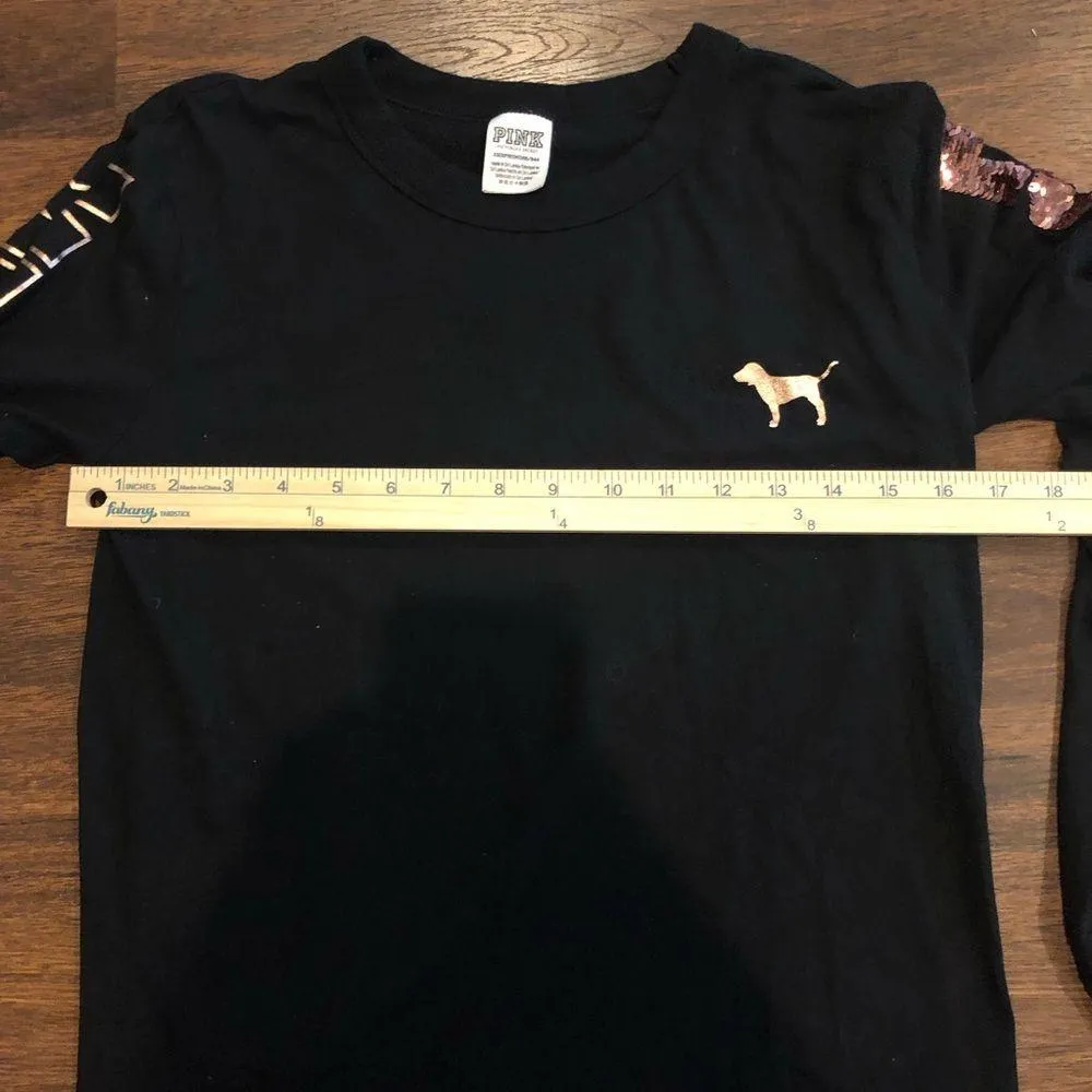 VICTORIA'S SECRET Pink Campus Long Sleeve  XS Shirt Top Logo dog - pink shimmer - Image 6