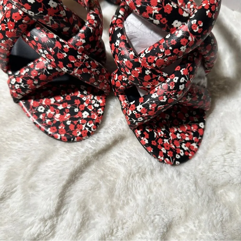 Rebecca Minkoff Size 9M Red Floral Amandine Strappy Sandals Heels Coastal Resort - Image 12