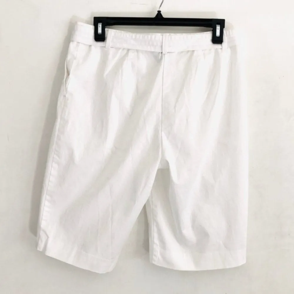 Liz Claiborne Bermuda Shorts Audra 8 D-Link Belted White Summer Nautical Boating - Image 5