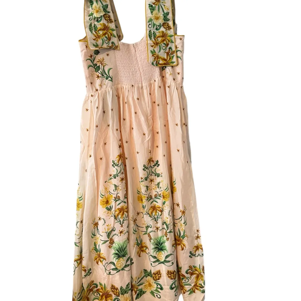 FARM Rio pink botanical beauty shoulder bow midi dress - Image 5