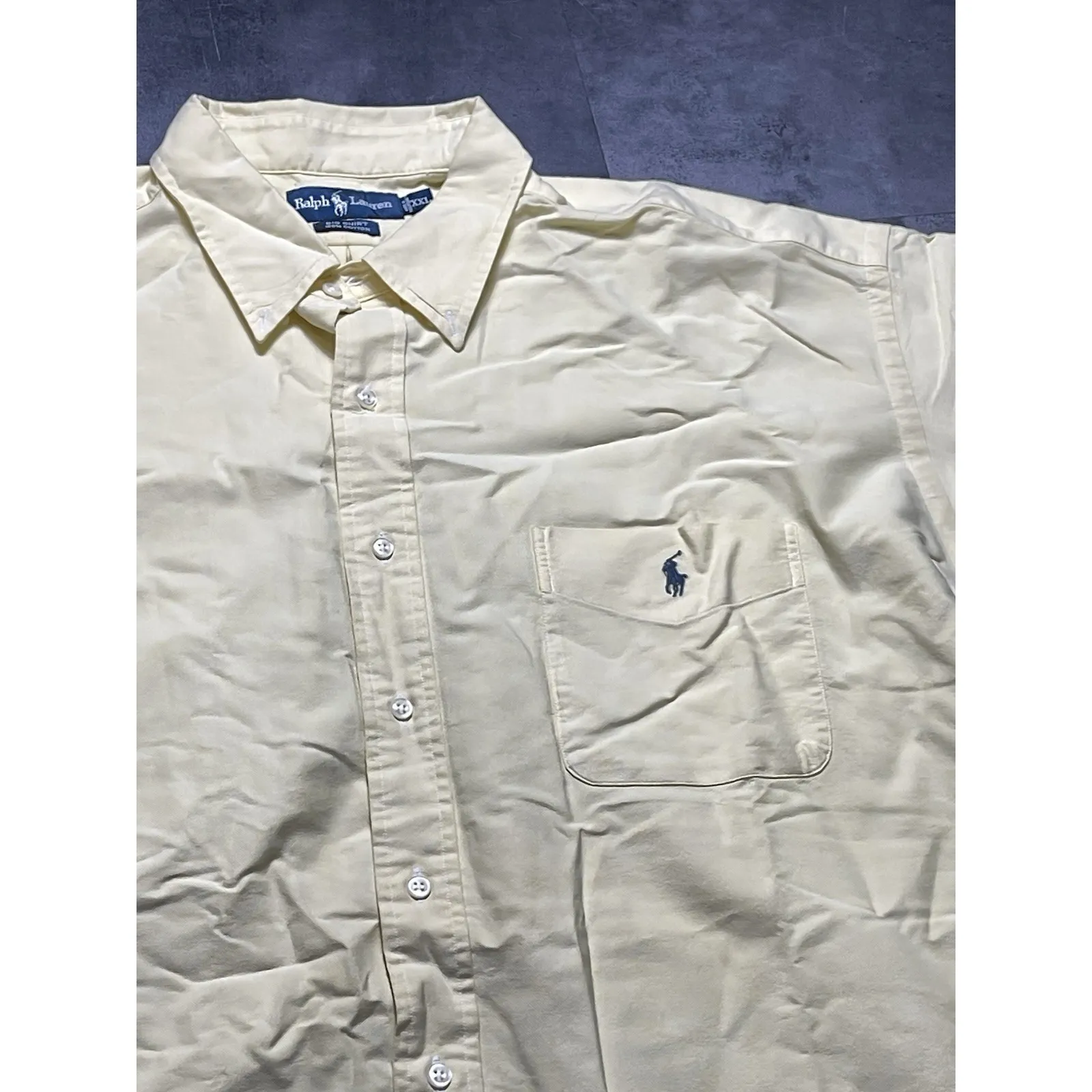 Polo Ralph Lauren Button-Front Yellow Shirt XXL Big Tall‎ F-113 - Image 3