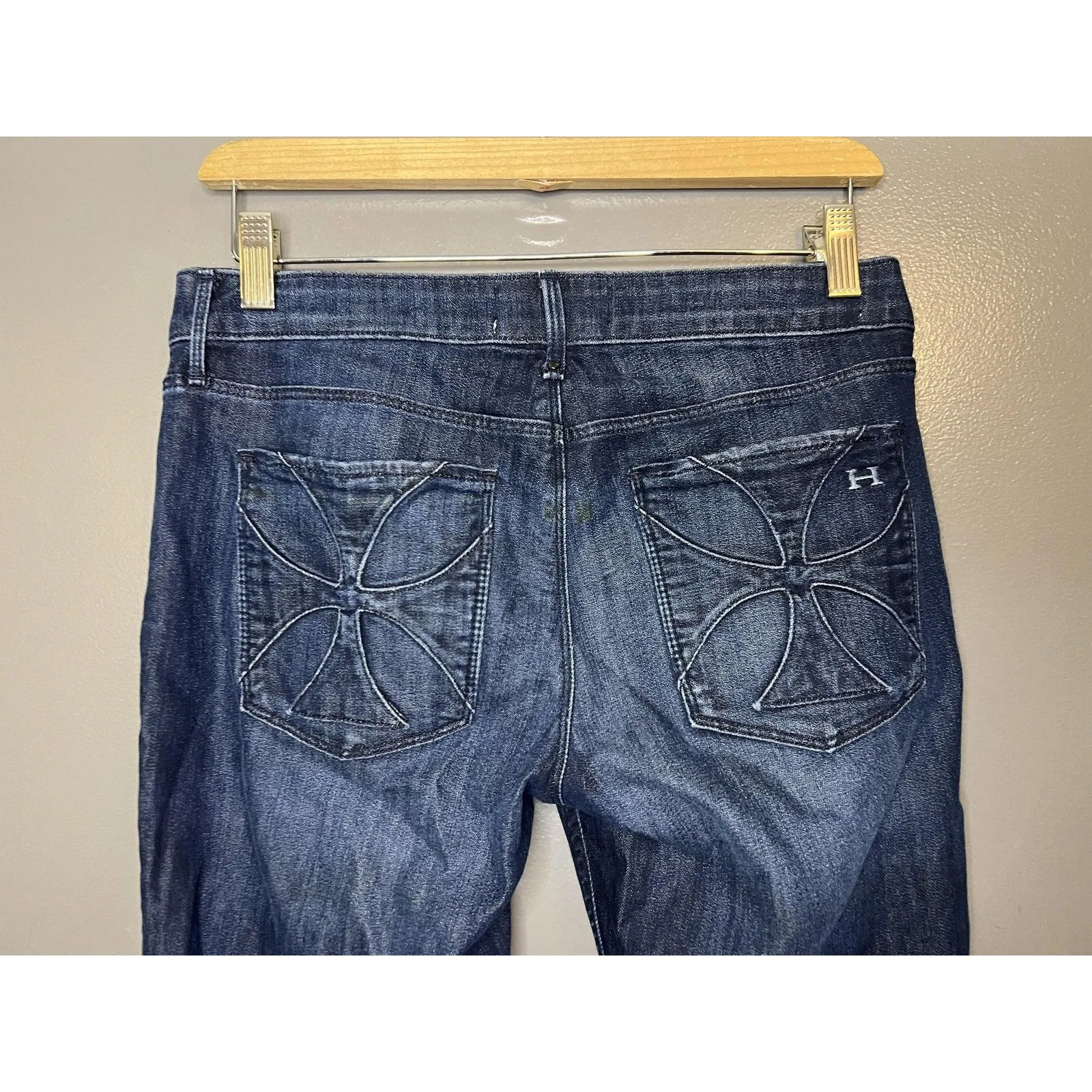 Habitual Jeans Womens 27 Dark Wash Bootcut Raw Hem Made In USA Stretch Denim - Image 5