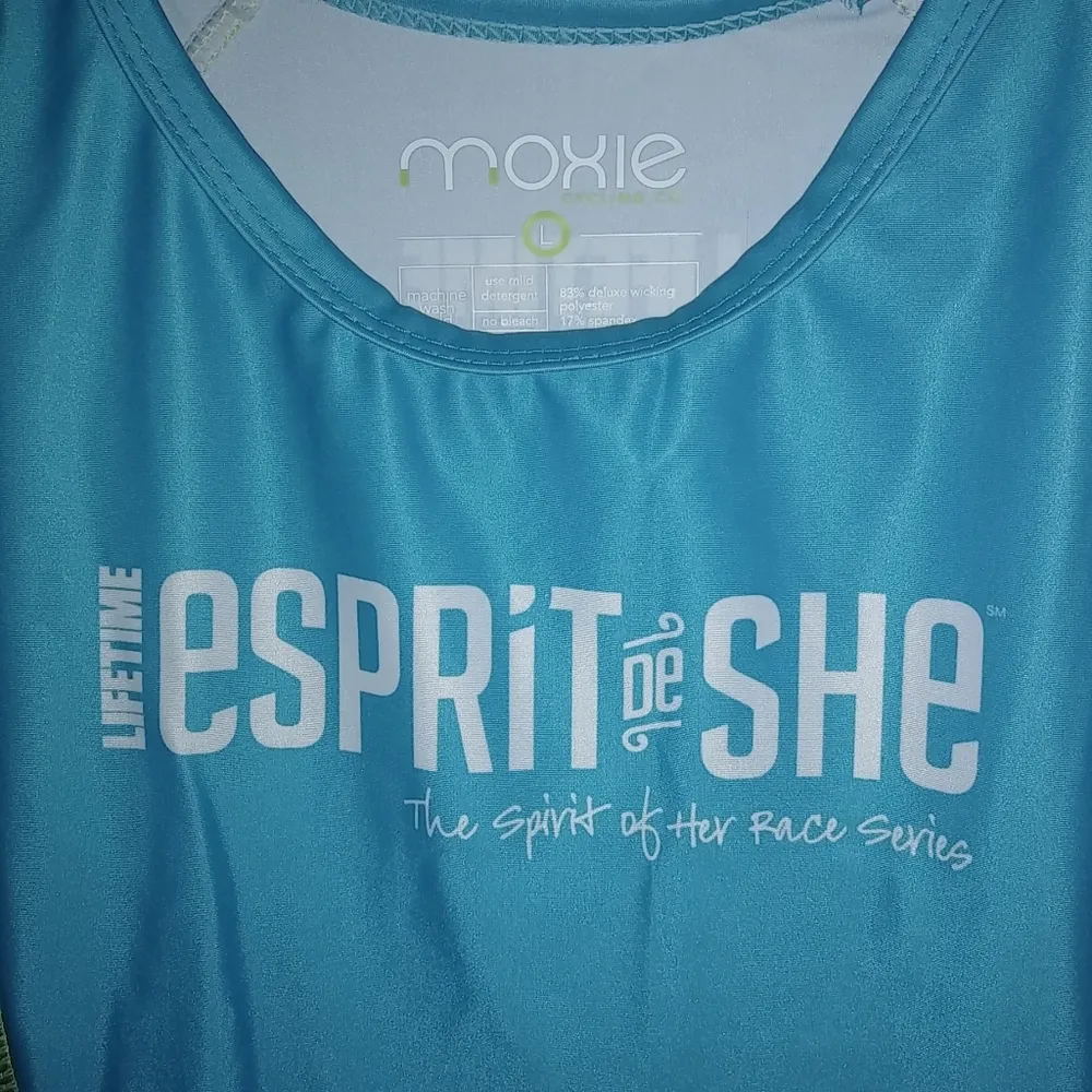 Moxie Esprit de She L New Turquoise Cycling Top Blue Size L - Image 8