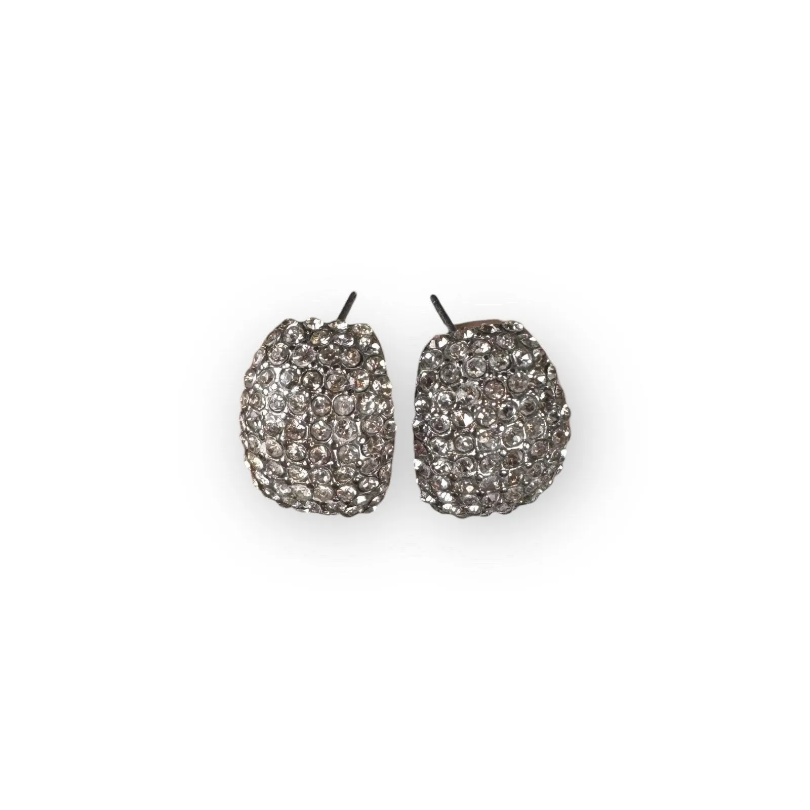 Vintage Rhinestone Pave Huggie Earrings - Image 2