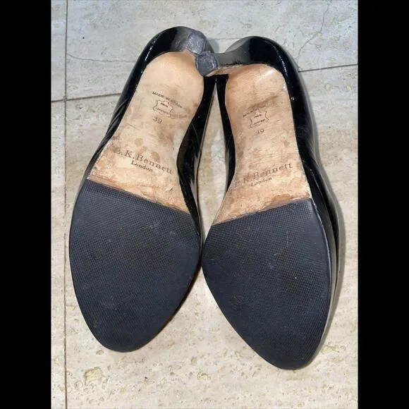 LK‎ Bennett Shilo Black Patent Round Toe Pump Heels Women's Size 39 - Image 6