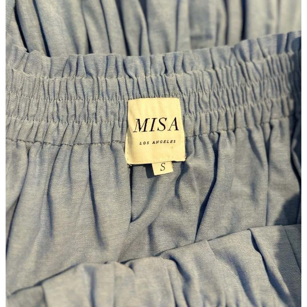 Anthropologie Misa Womens Dress Blue Masha Mini Off Shoulder Tiered Boho Small - Image 5