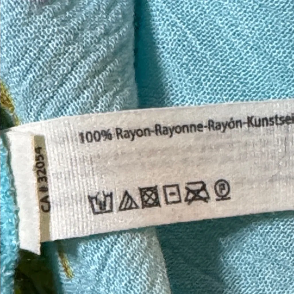 Chic Turquoise Floral Maxi Dress Blue Size L - Image 11