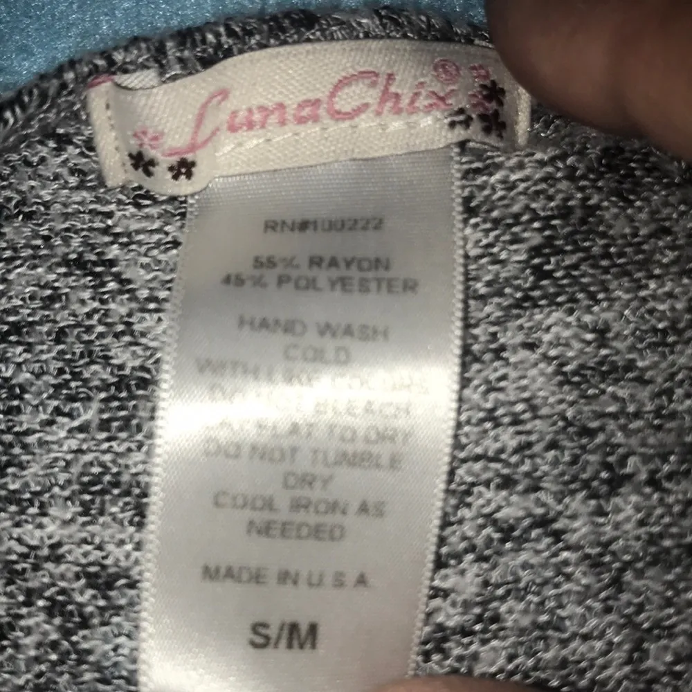 LUNA Chix heather gray knit short sleeve open front cardigan USA made size S/M - Image 3