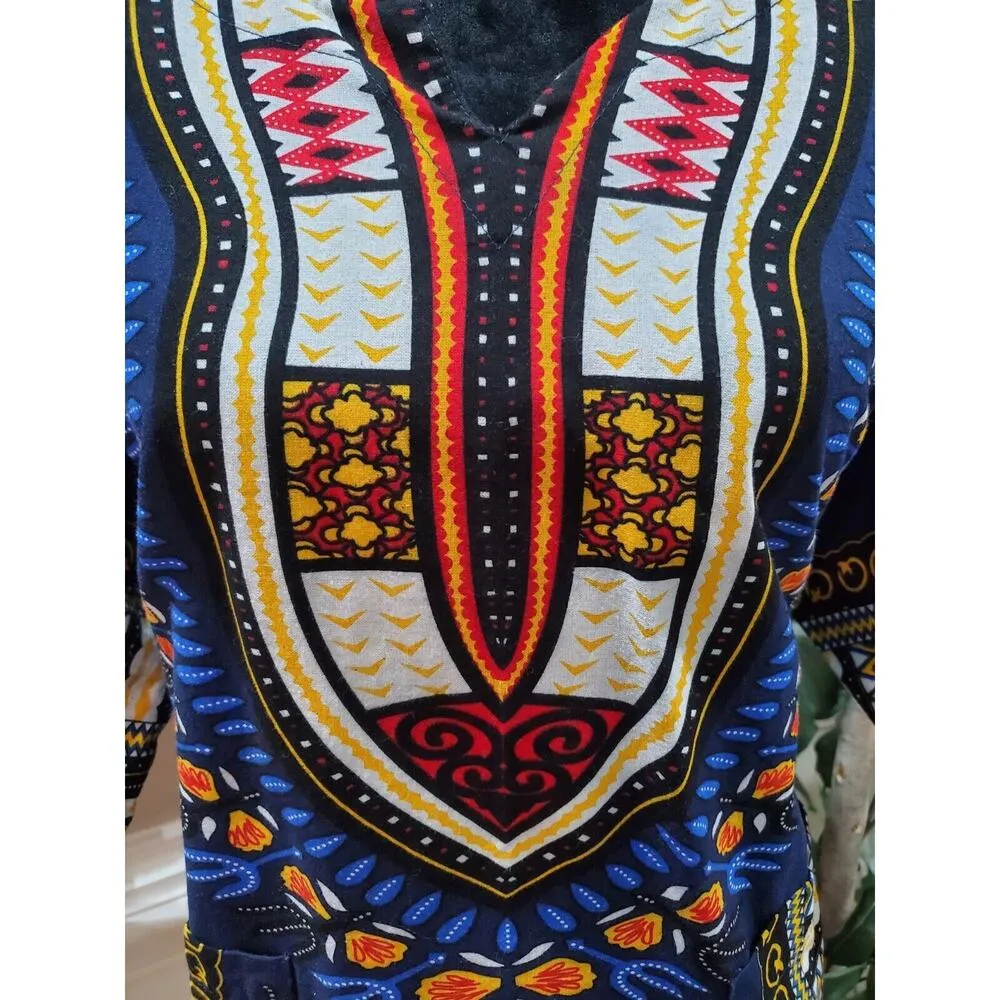 It Girl Women's African Print Cotton Sweetheart Neck Long Sleeve Blouse 2X - Image 5