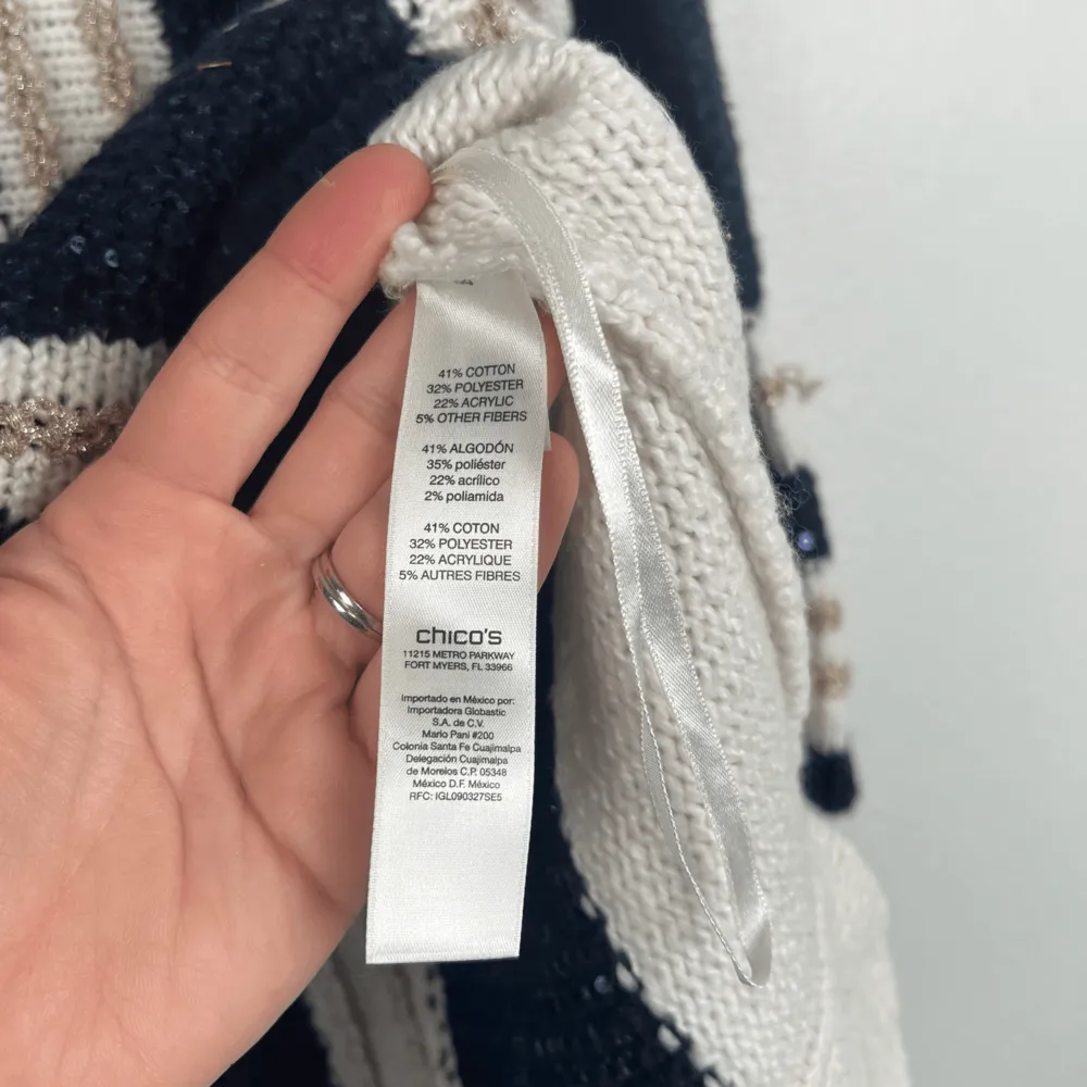 Chicos Women's‎ Elin Shine Pullover Sz 3 (XL) Blue - Image 4