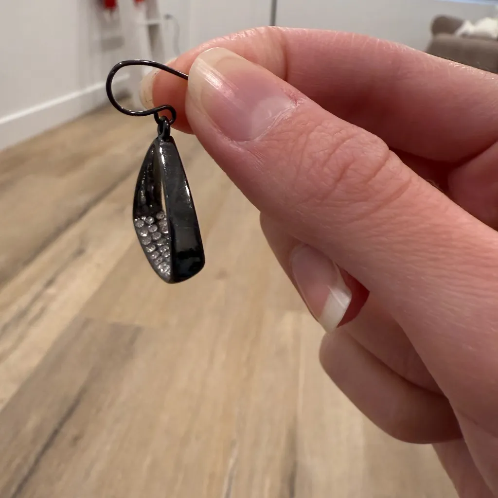 Grey Triangular Diamond Studded Dangle Earrings Gray - Image 2