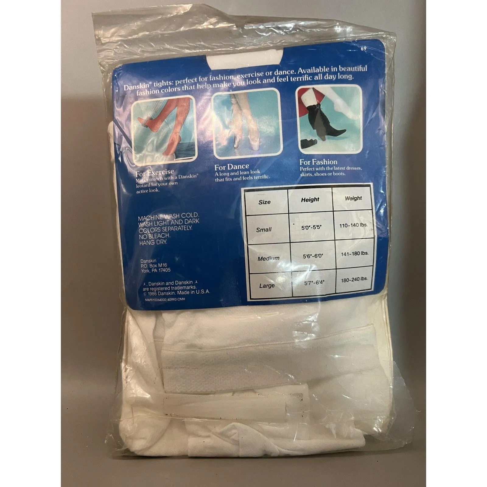 Vintage Danskin Classic Leggings Womens Small White Maternity Made USA 4069 80s - Image 2