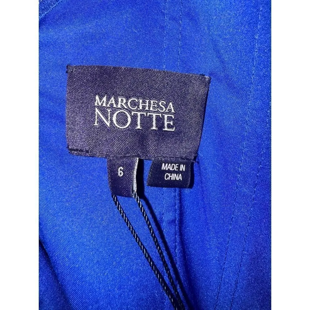Marchese Notte Embroidered Off the Shoulder Gown NWT Sz. 6 Blue - Image 6