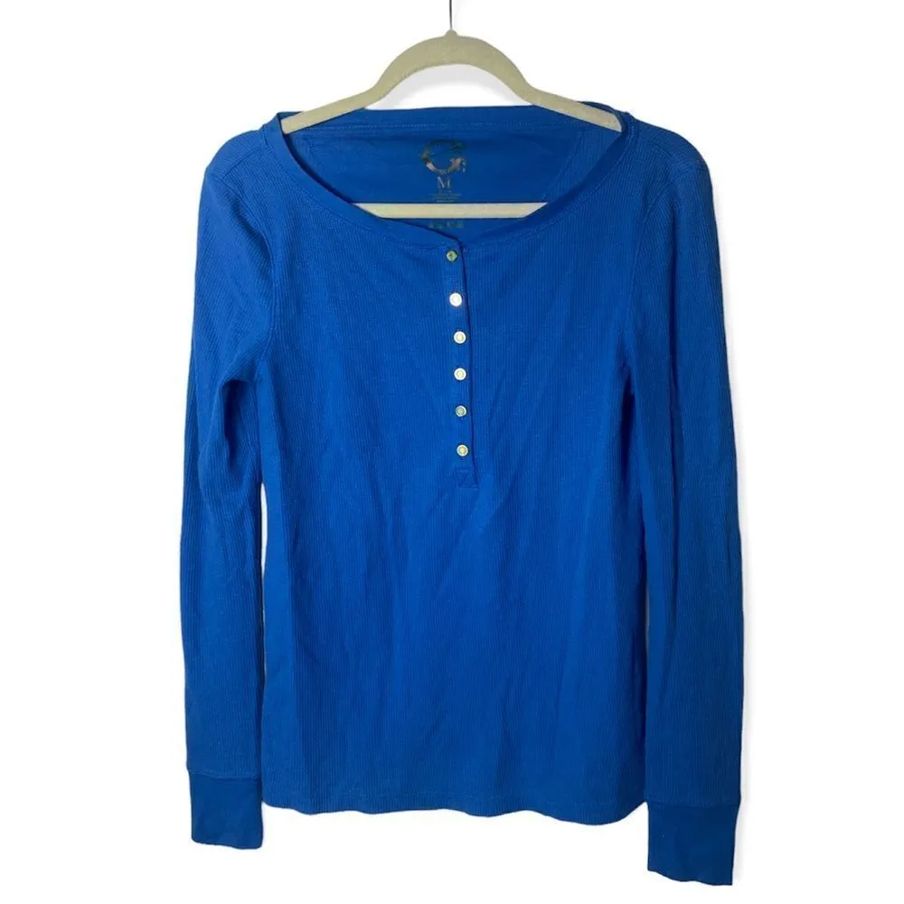 C. Wonder Women’s Blue Ribbed Henley Long Sleeve Top Size M Size M - Image 2