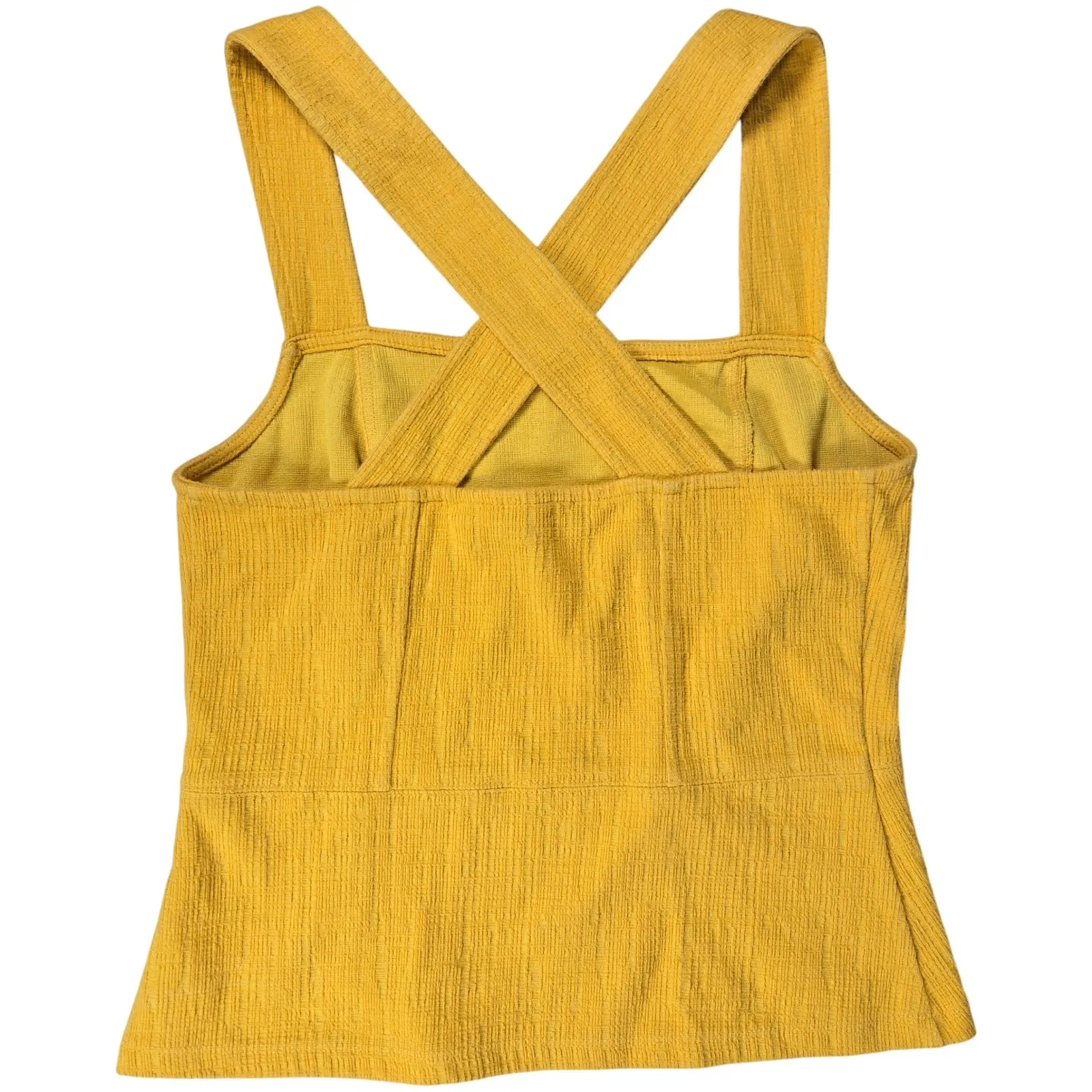 Anthropologie Current Air‎ LA Yellow Crisscross Tank Top Sleeveless Textured XS - Image 2