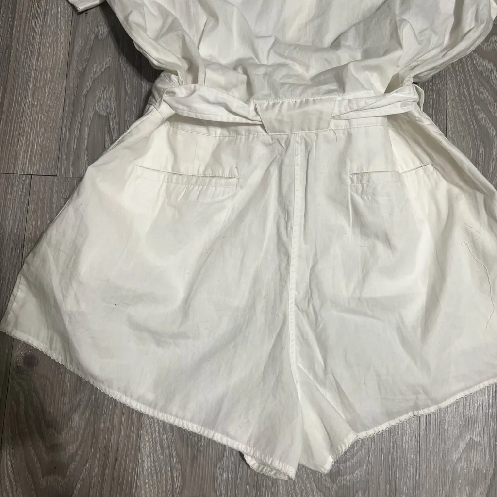 Rag & Bone Ivory Belted Short Sleeve Romper | Size 12” - Image 5
