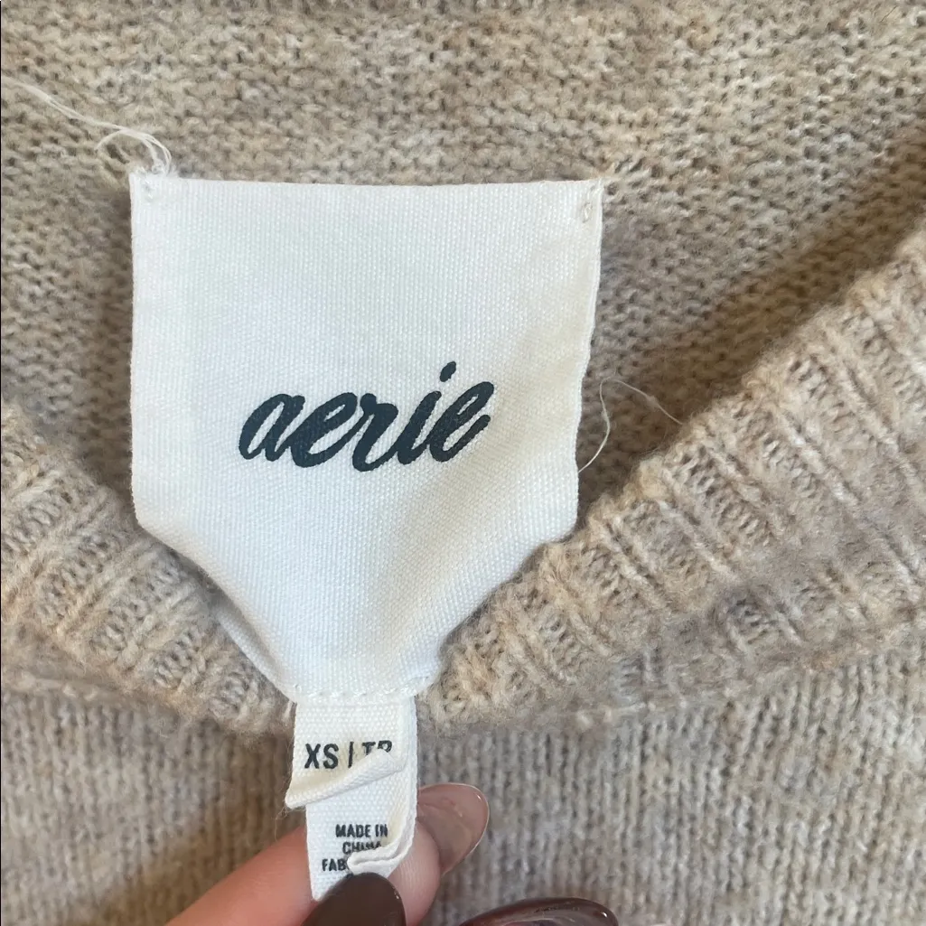 Aerie Cream & Black Stripe Sweater - Image 3