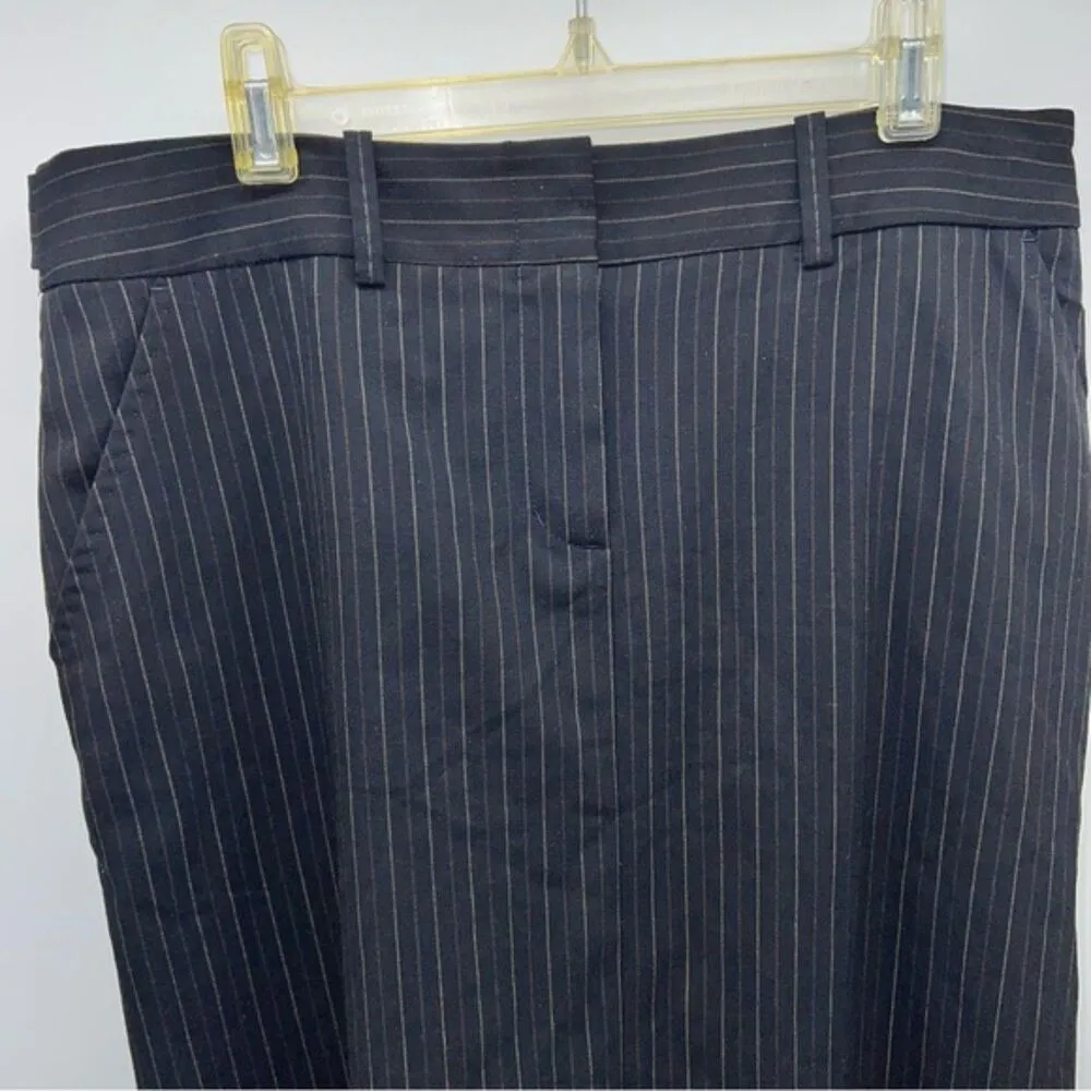 BCBGMaxAzria Navy Pinstriped Pencil Skirt w/Back Kick Pleat-Size 6 - Image 6