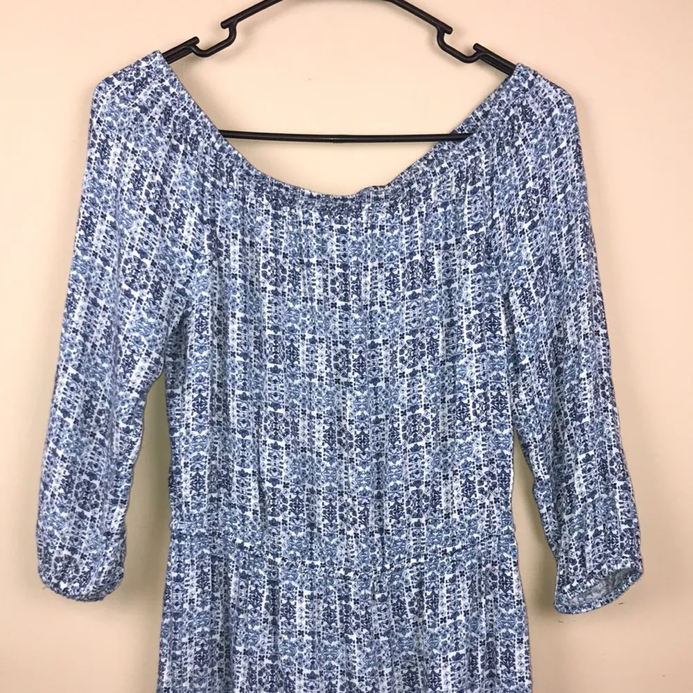 Soft Joie Women’s Patterned Blue White Off the Shoulder Mini Dress Size XS - Image 2