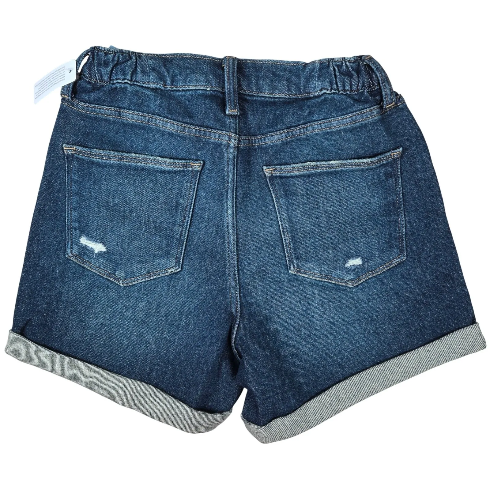 Arizona Jeans Co Size 2 High Rise Curvy Midi Denim Shorts Distressed Cuffed - Image 2