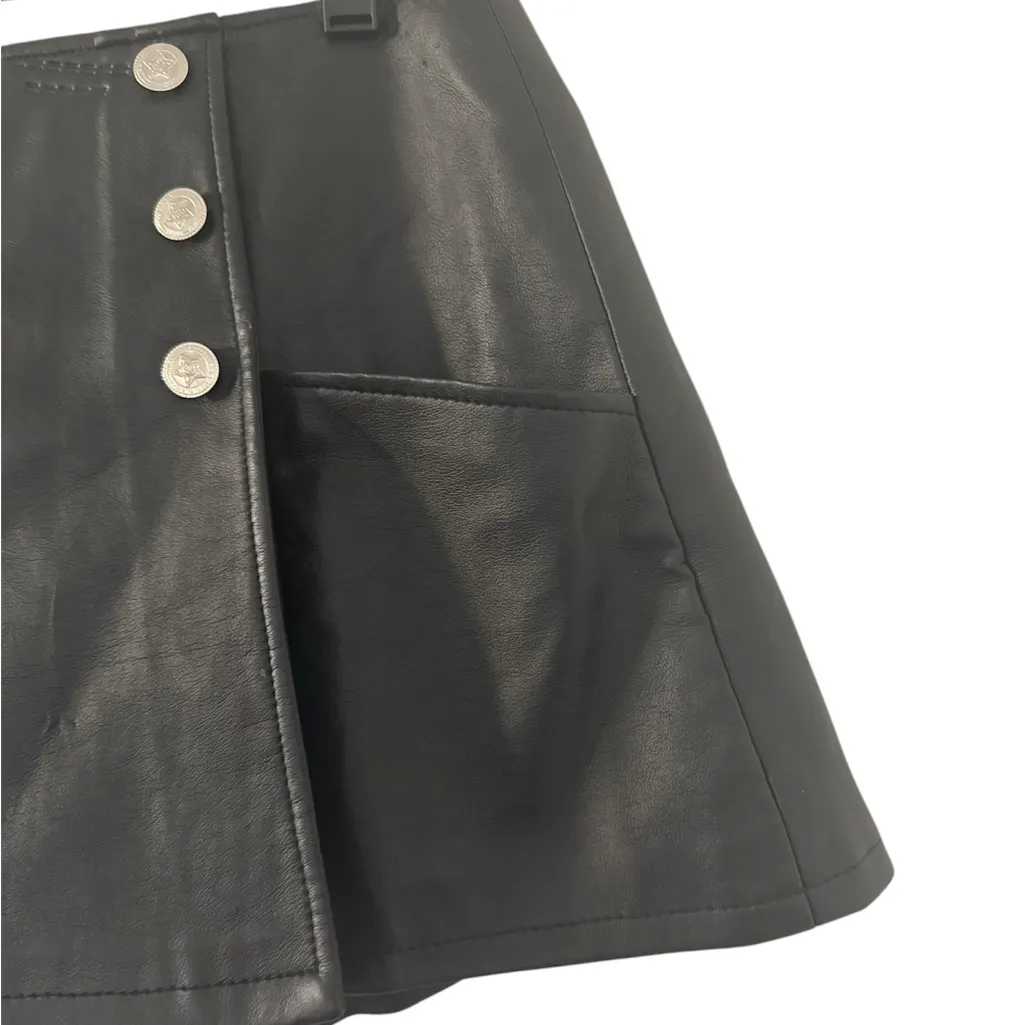 Black Mini Skirt shorts with Silver Buttons size 7/8 - Image 2
