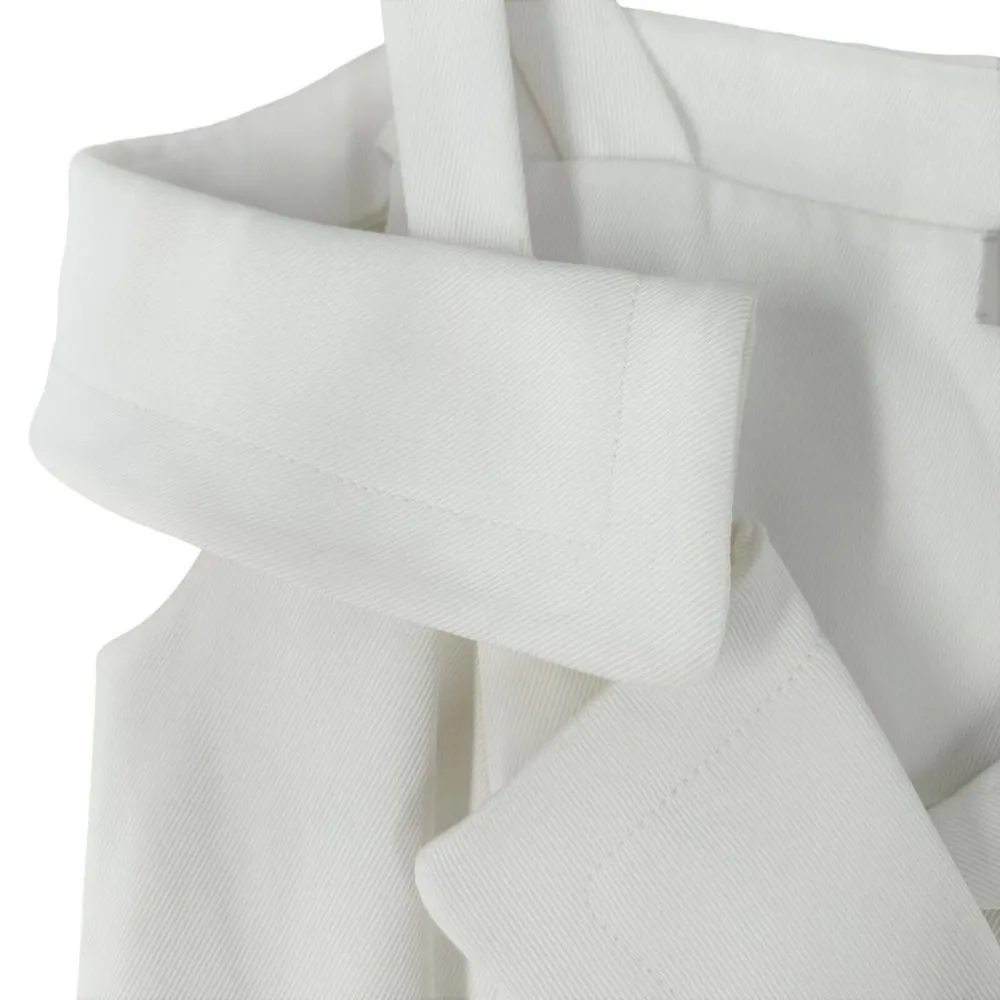 NEW/NWT Monse White Cotton Twill Square Neck Cold Shoulder Dress Size 8 - Image 6