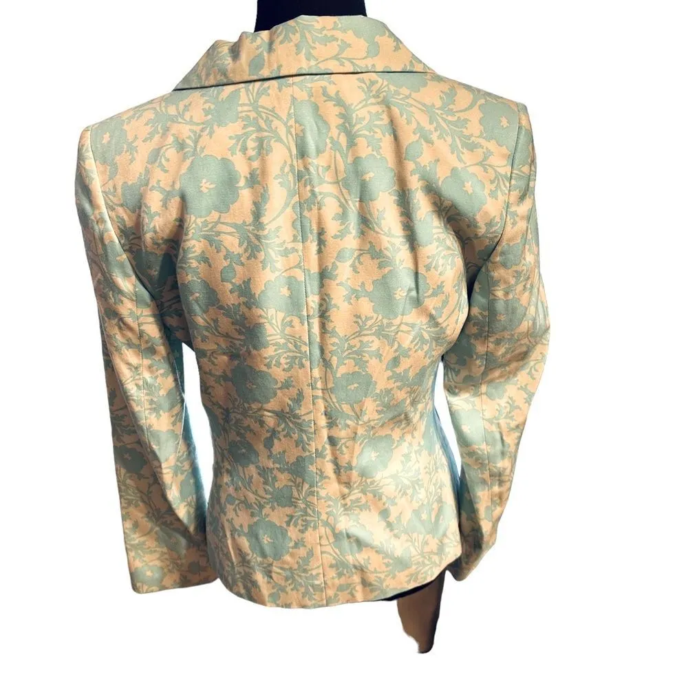 Casual Corner Cream Aqua Blue Vintage Jacket Sz6 Size 6 - Image 6