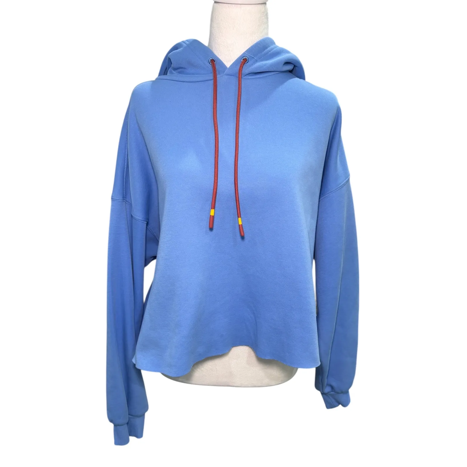 Fabletics Cropped Fleece Hoodie XXL/1X I Love Blue Athleisure Workout Yoga - Image 2