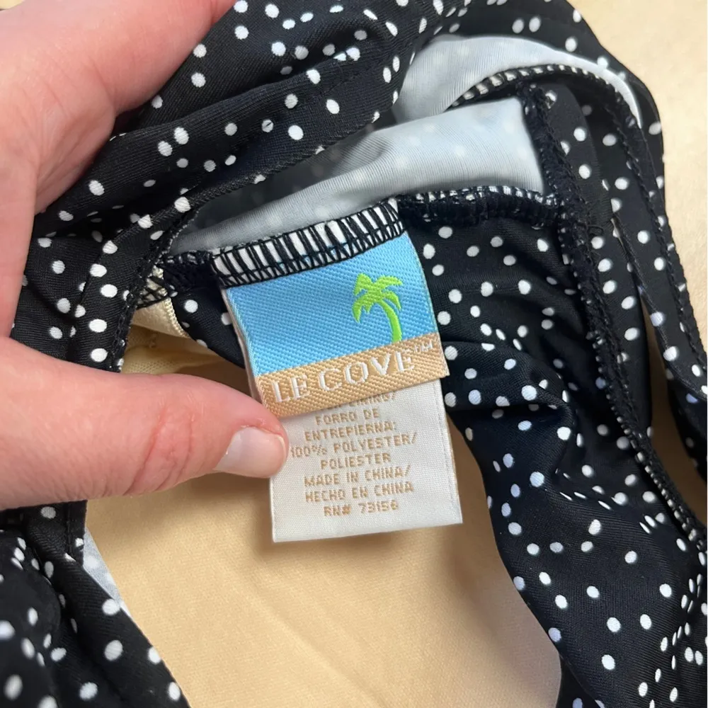LE COVE NWOT One Piece Black & White Polka Dot Modest Pin Up Style Size 10 - Image 8