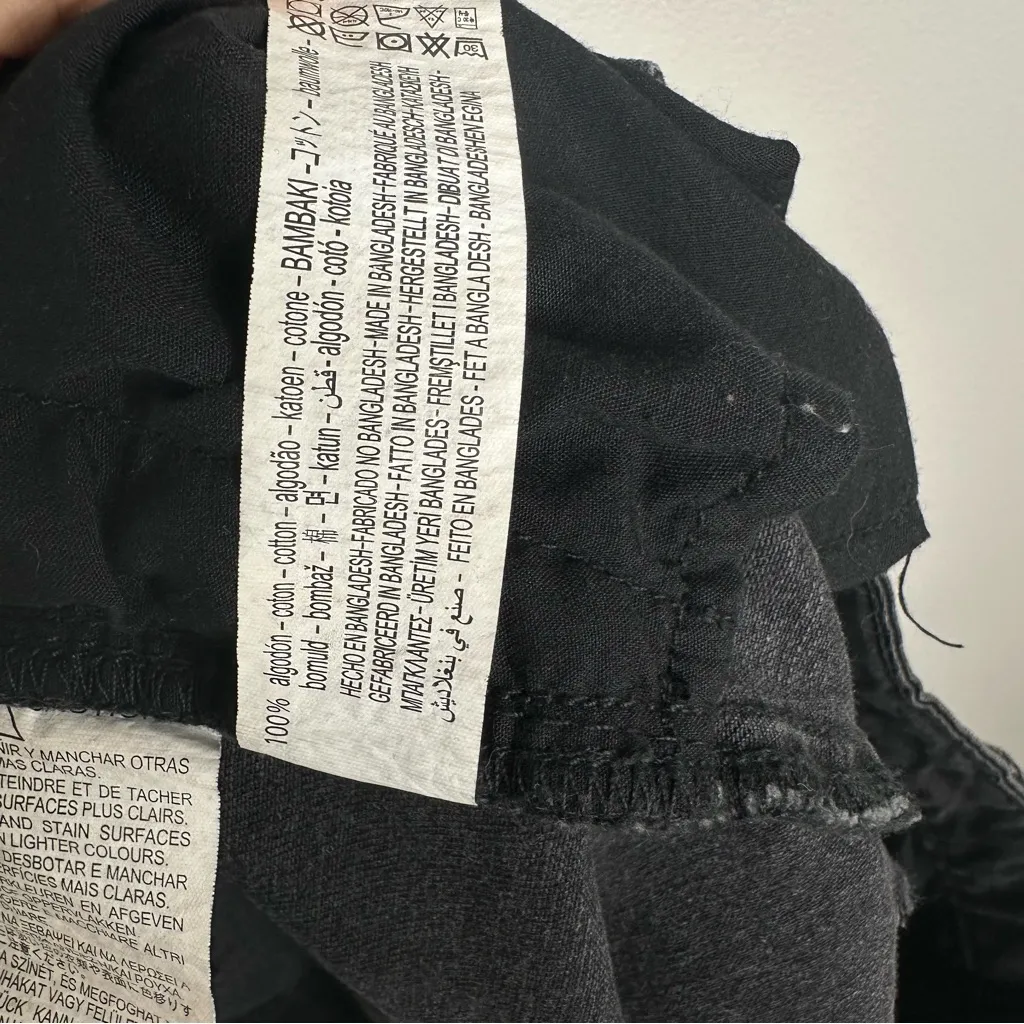 Zara Black Denim 100% Cotton Skort L 3 Button High Rise Indie 90s Shorts Skirt - Image 5