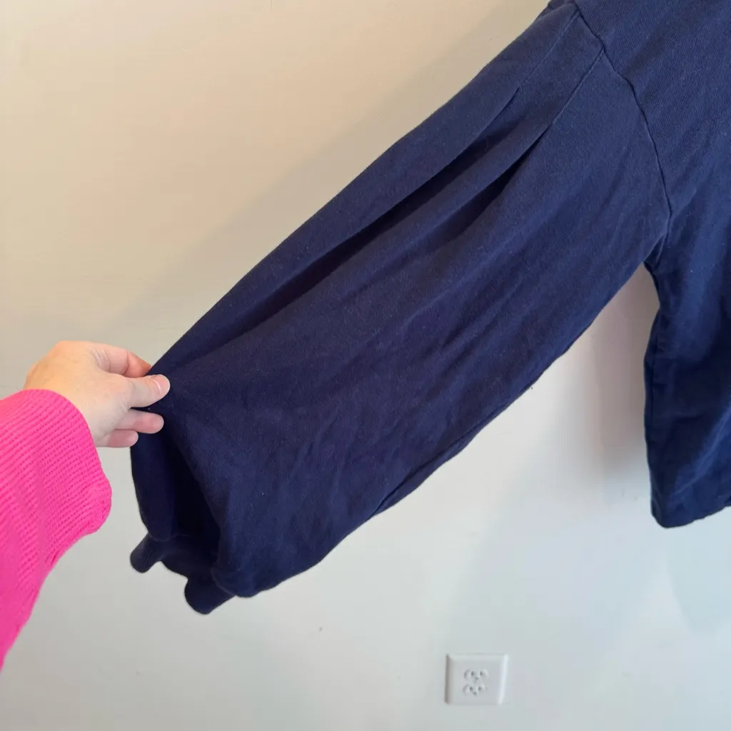 Anthropologie Maeve Cary Darted Zip-Up Hoodie Navy XL - Image 3