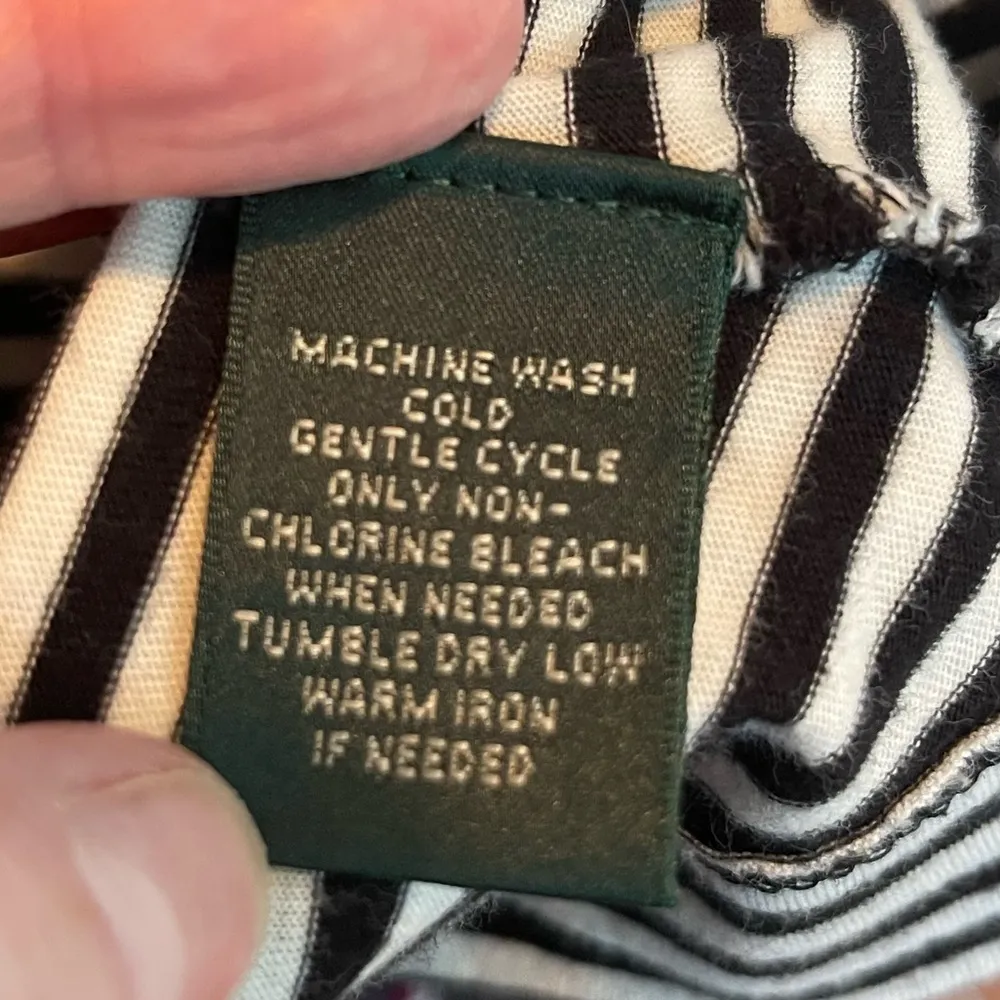 Ralph Lauren black and white striped 3/4 length sleeve with black stripe sleeve - Image 5