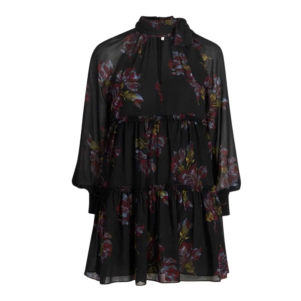 Cinq a Sept Revina Floral Gauze Minidress size US 4 Black Multi - Image 11