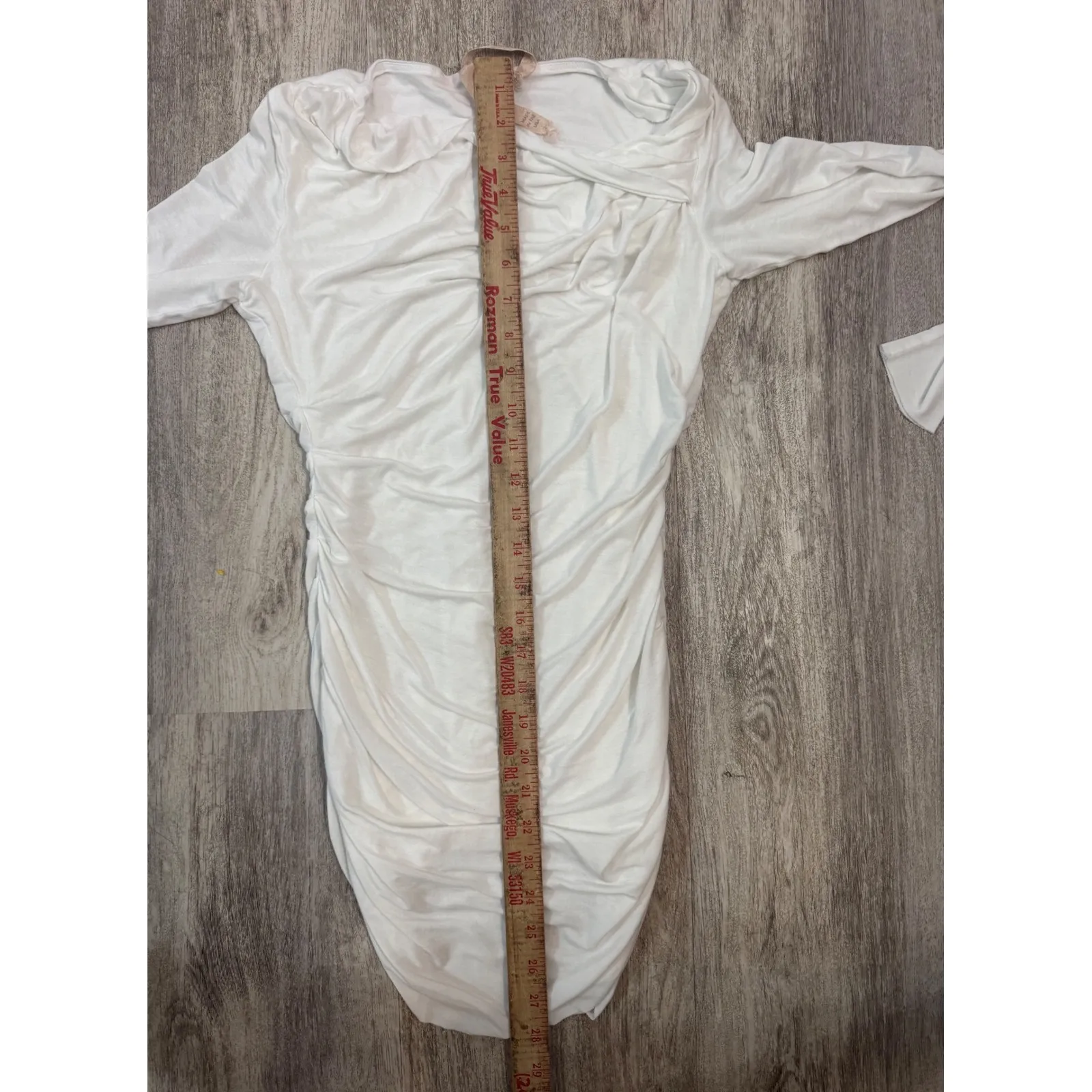 Bailey 44 White Ruched Long Sleeve Mini Dress Size M - Image 4