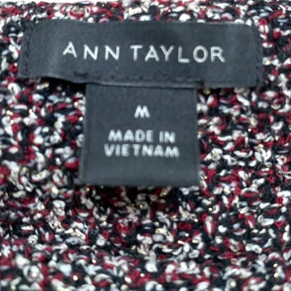 Ann Taylor Marled Knit Sweater Maroon Neutral Pullover Knit Square Neck Medium - Image 7