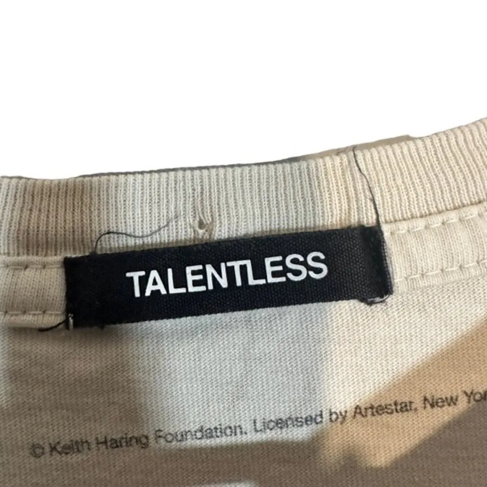 Talentless X Keith Haring Beige Love People United T-Shirt Women Sz M - Image 9