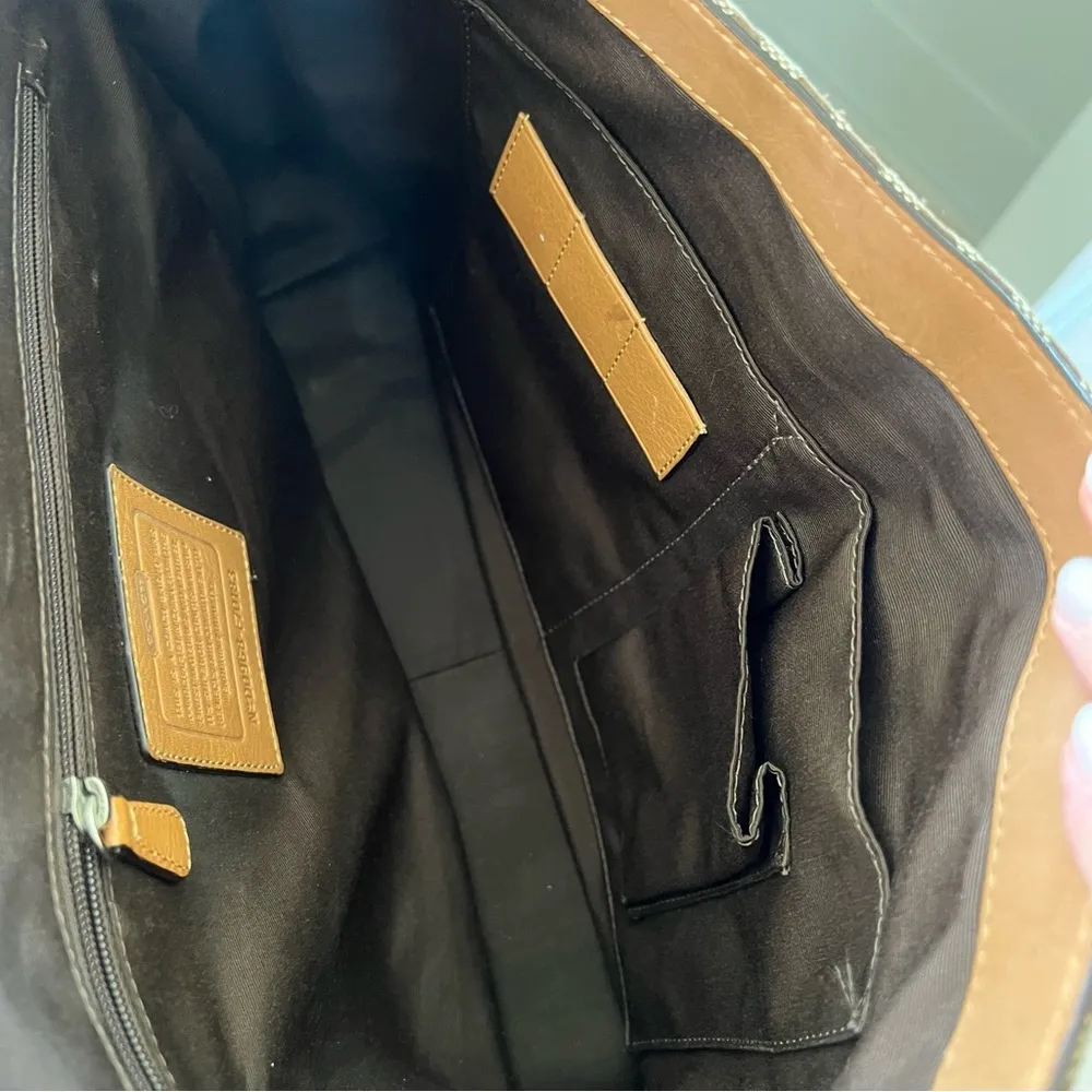 Vintage Coach Voyager Logo Canvas and Leather Messenger Bag in Brown - Image 13