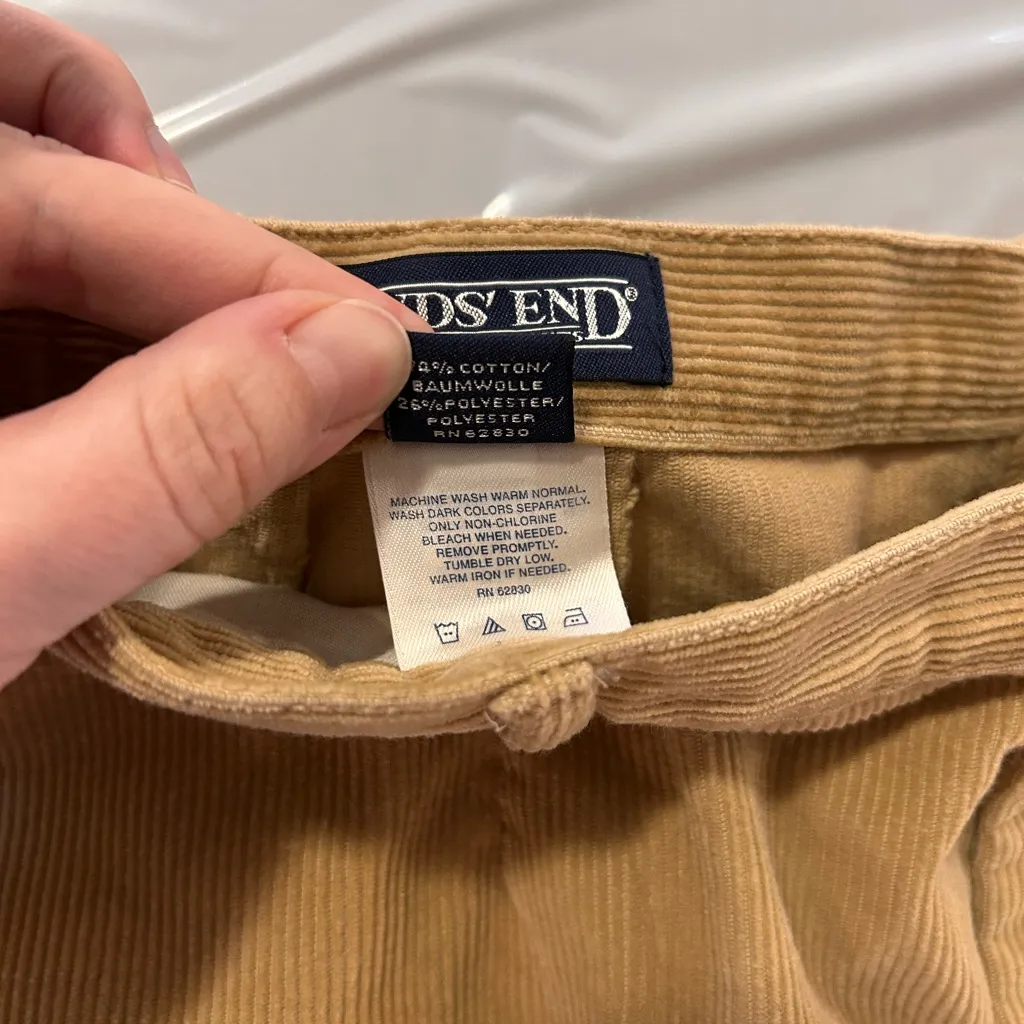Vintage Lands End corduroy pants Size 12 Petite Tan Women’s 30” Waist 28” - Image 4