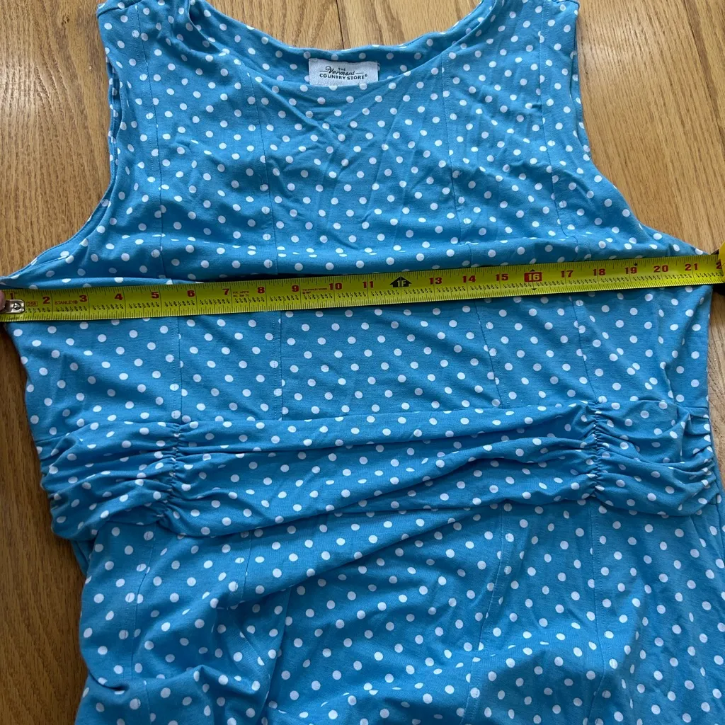The Vermont Country Store Blue Polka Dot Sleeveless Dress Size 1X Flowy Casual - Image 4