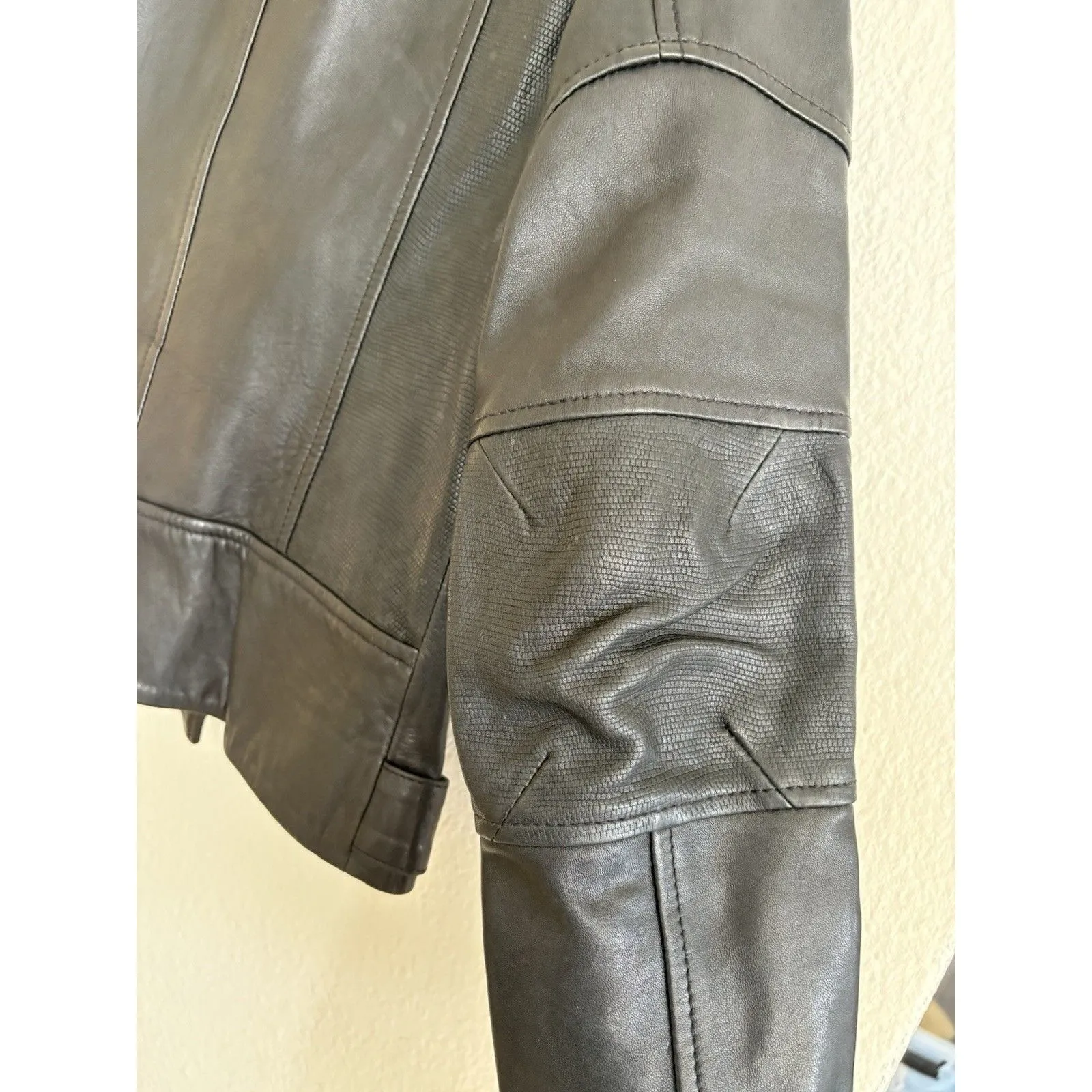 VTG AllSaints Leather jacket y2k Biker Moto Bomber Women’s 6 limited edition Black - Image 7