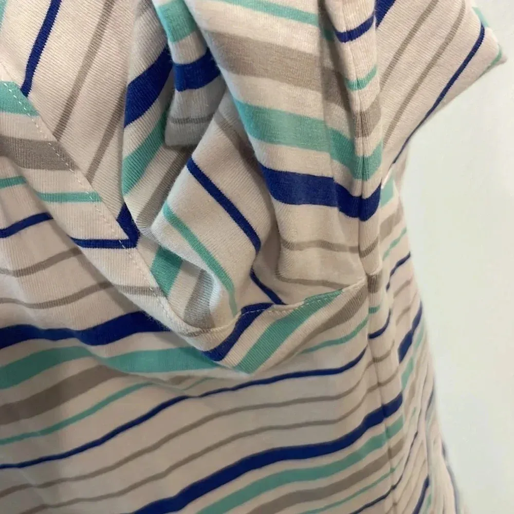 Coolibar Women’s Cabana Swim Coverup Dress Full Zip UPF50+ Striped Blue Size M - Image 11