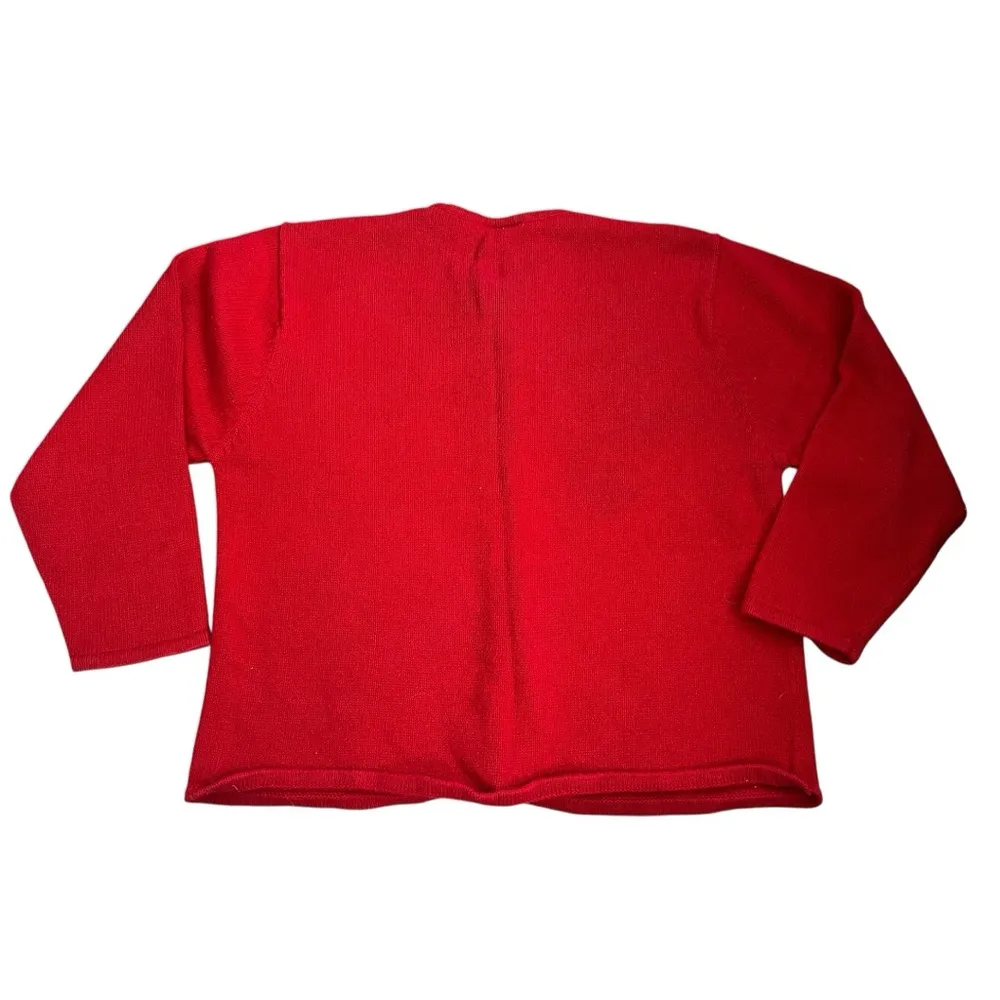 Festive Red Cardigan with Snowman Design Size L - Image 6