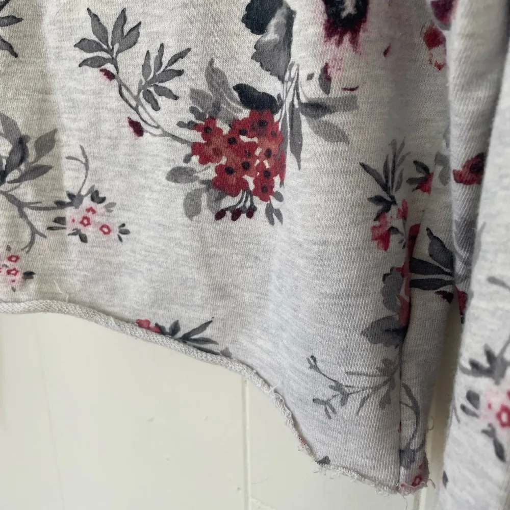 Iris Los Angeles California Floral Sweatshirt Crop Raw Hem 100% Cotton ~ Size XL - Image 7