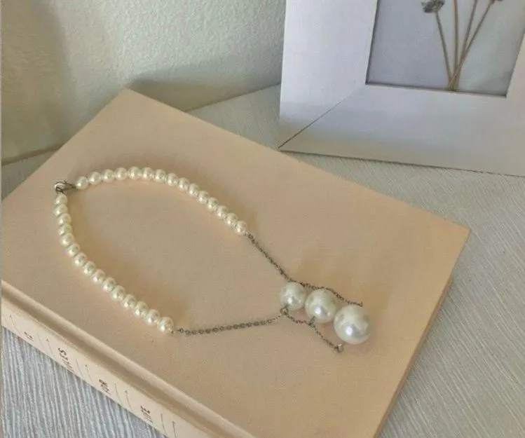 Pearl Drop Choker Necklace Vintage “Calais” Silvercore Classic  Remade - Image 3