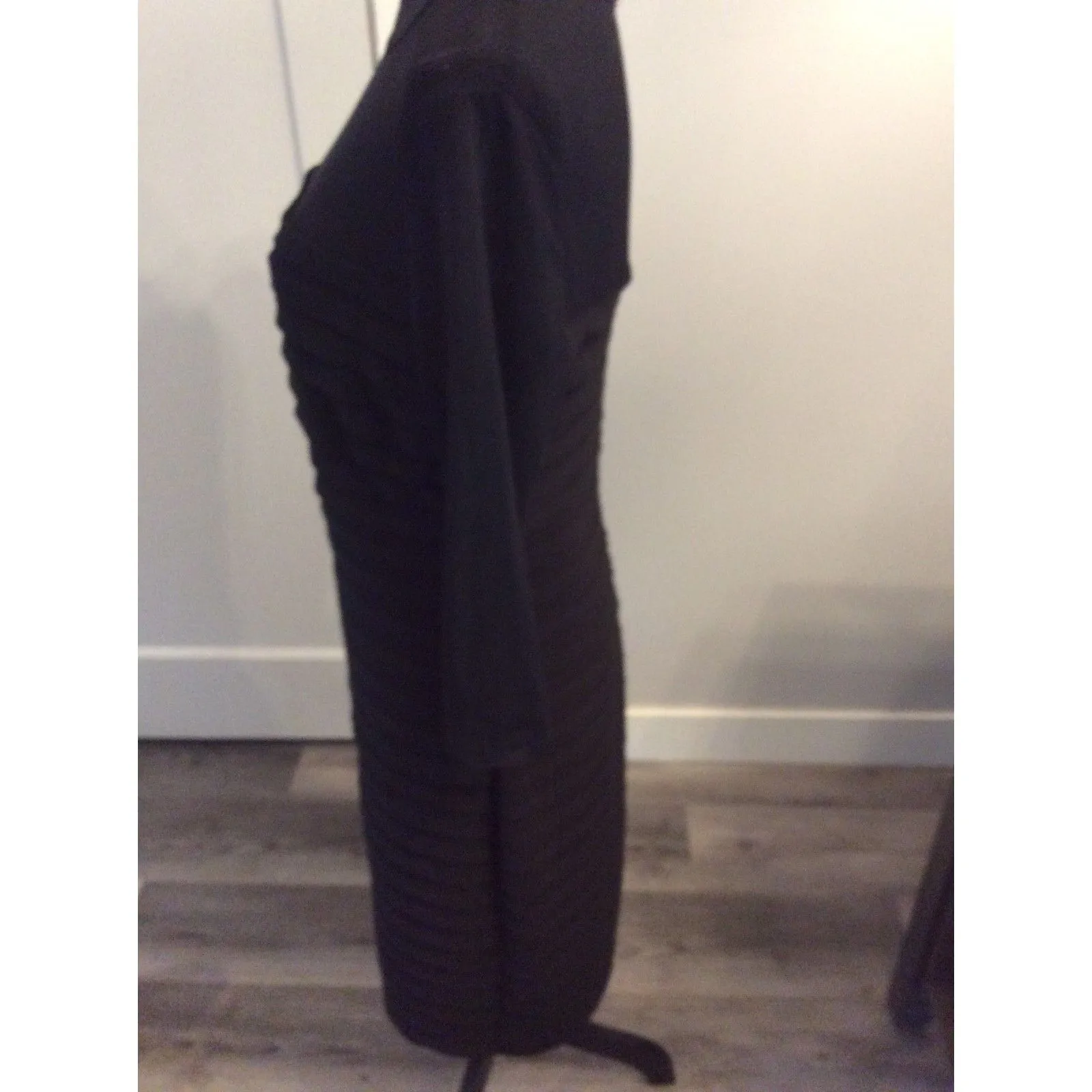 Adrianna Papell Black Sheer Neckline 3/4 Sleeve Cocktail Shutter Pleat Sheath 12 - Image 5