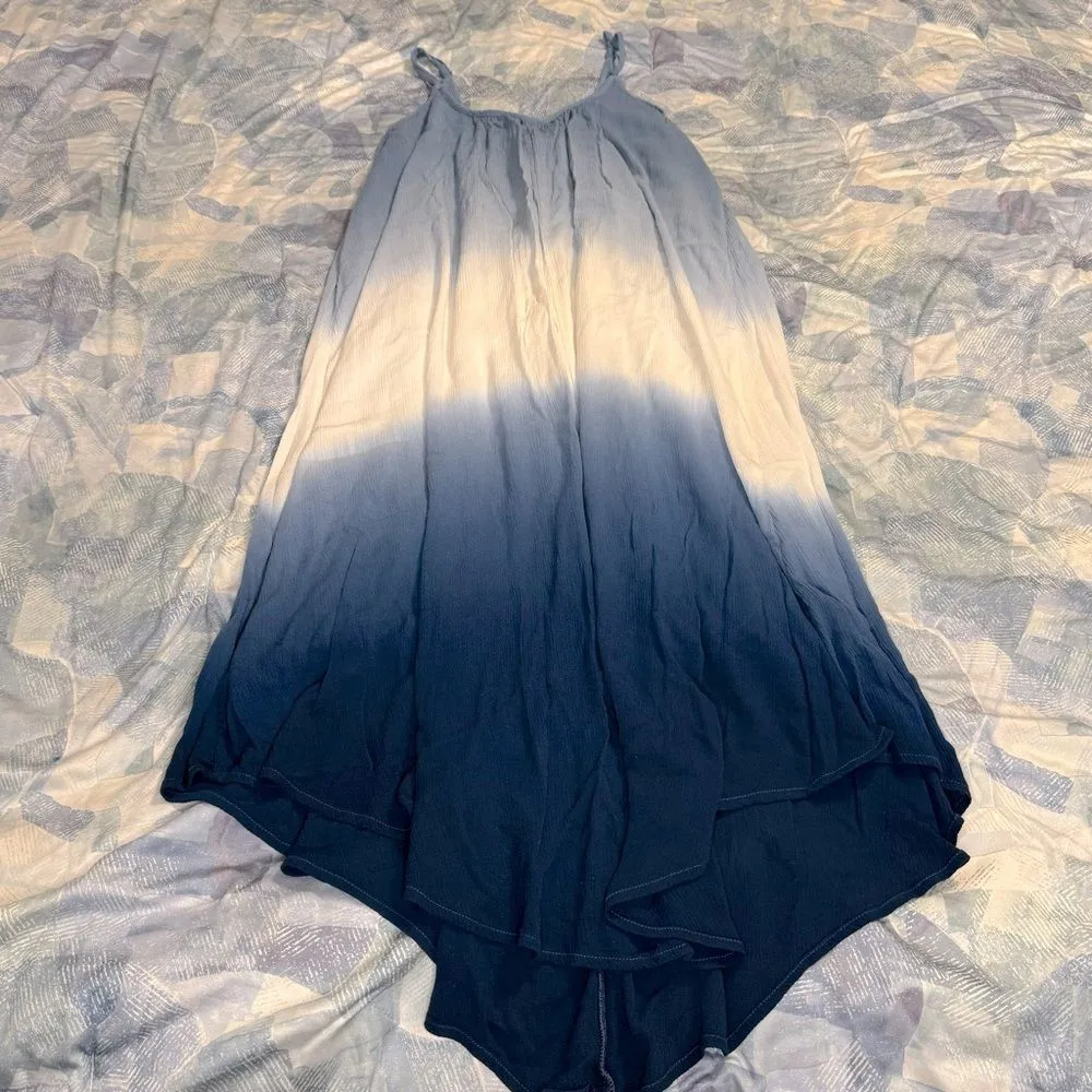 Knox Rose Blue and White Ombré Crepe Handkerchief Shift Rayon Lined Dress Sz XXL - Image 6