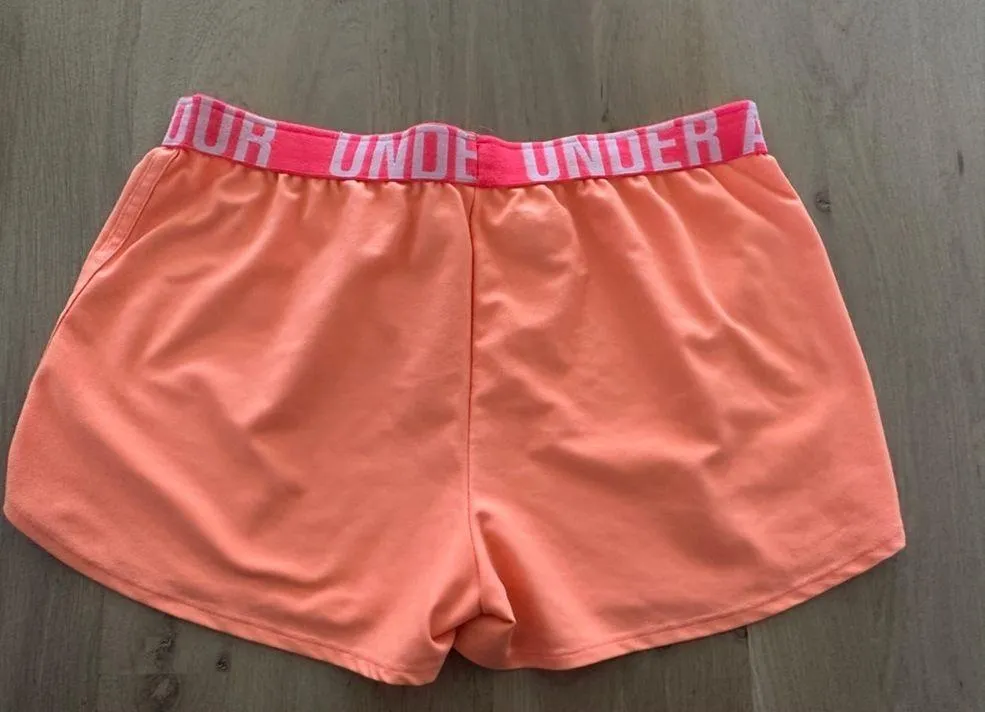 Under Armour women’s loose fit orange & pink athletic shorts large - Image 8