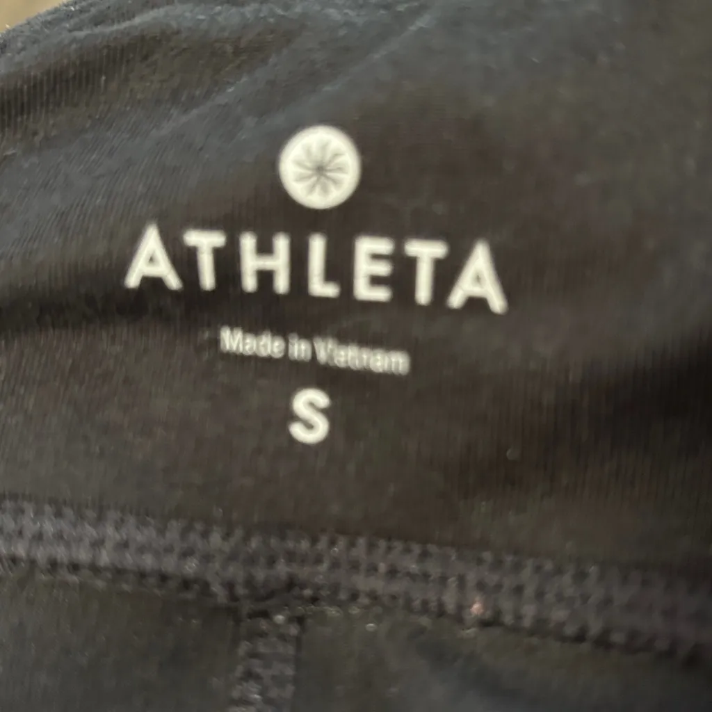 Athleta Womens Full Length Leggings S Black Polka Dot Inserts Pocket Compression - Image 6