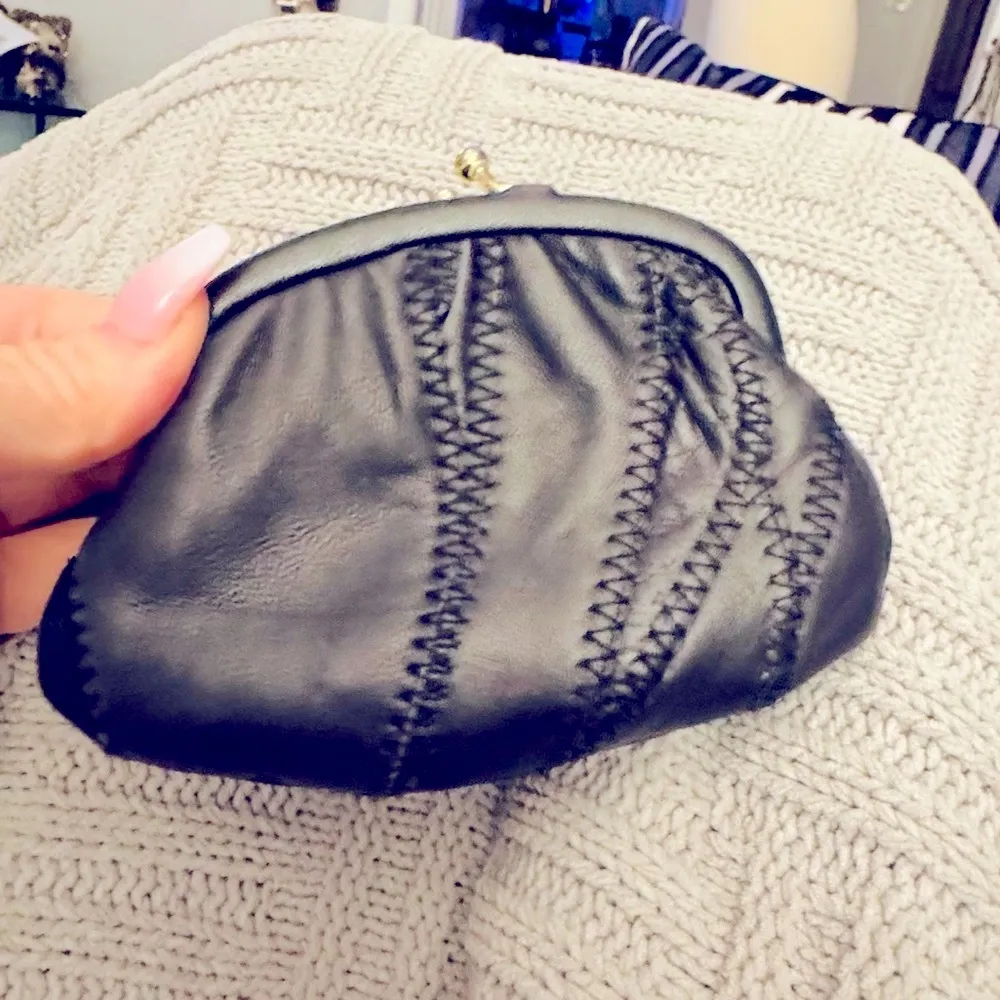 Vintage Faux Black Leather Coin Purse - Image 3